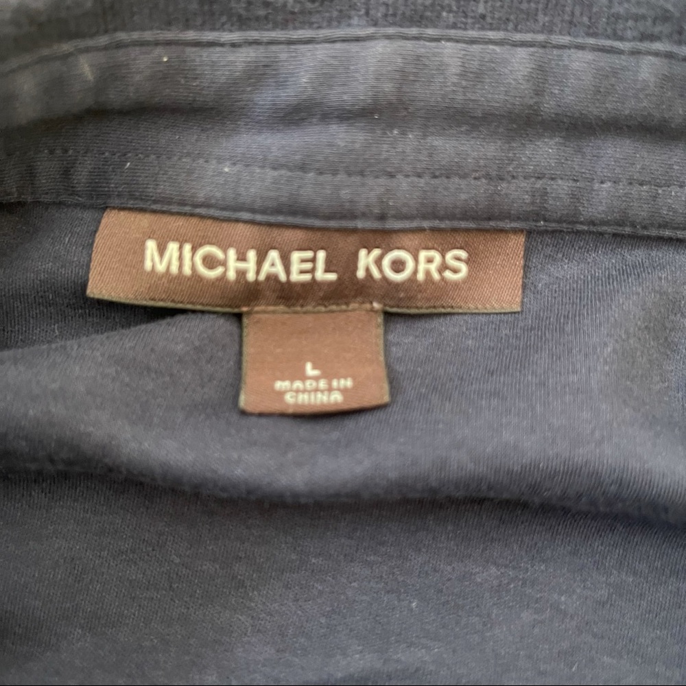 MICHAEL KORS Men's Navy/White Casual Button Up Polo Short Sleeve Size Large GUC - Picture 4 of 7